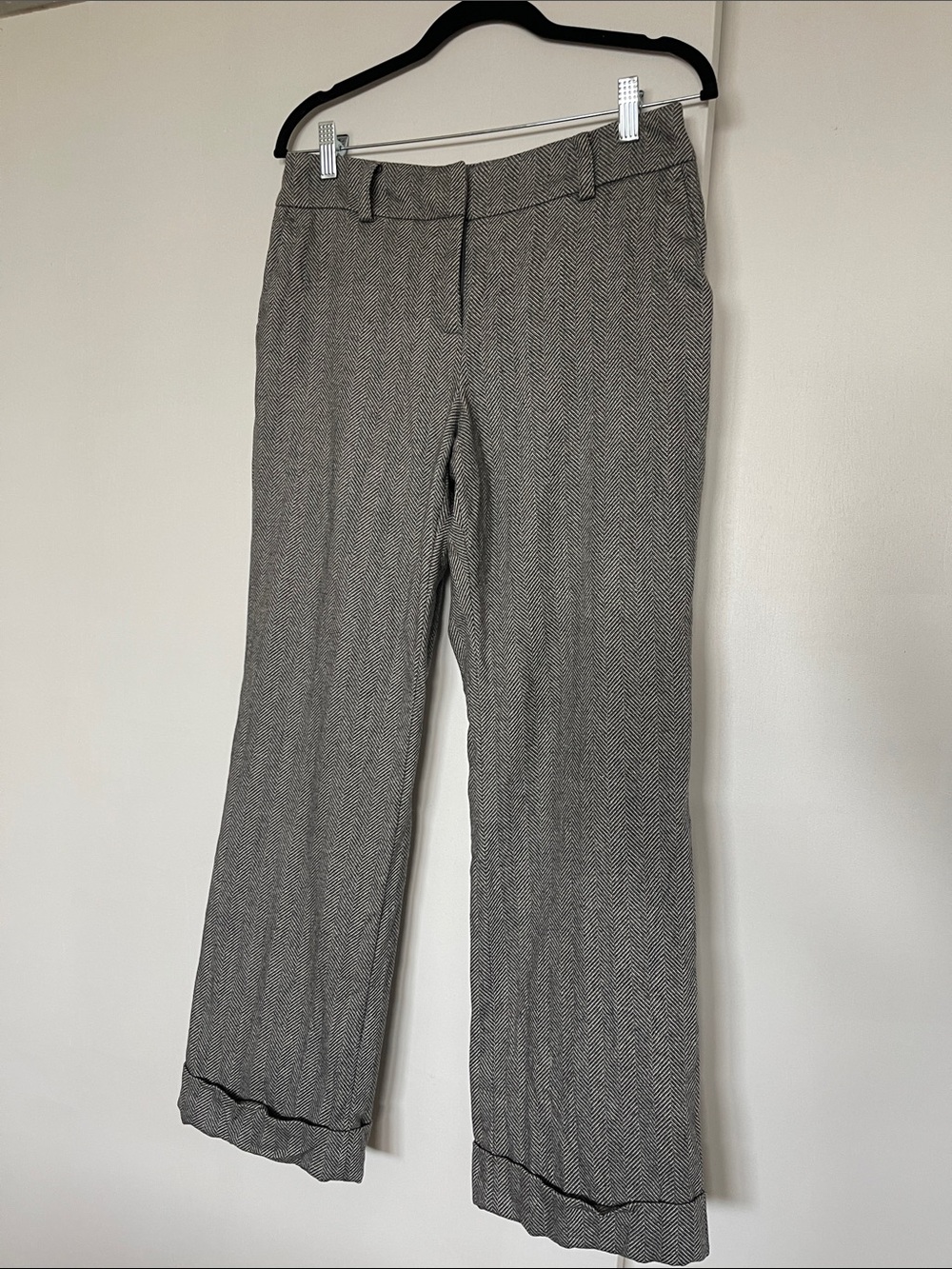 Ann Taylor Gray Herringbone Dress Pants